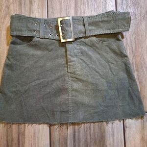 Forever 21 Courduroy Mini Skirt With Belt Raw Hem Size XS